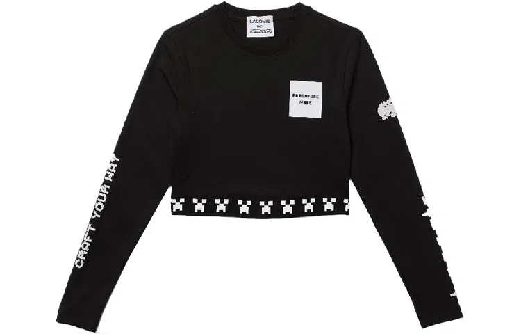 Lacoste SS22 Logo Print Long Sleeve Tee Black