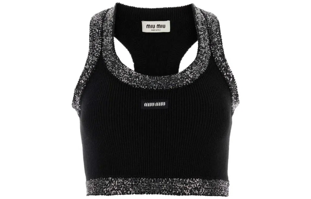 Miu Miu Logo Patch Vest Black