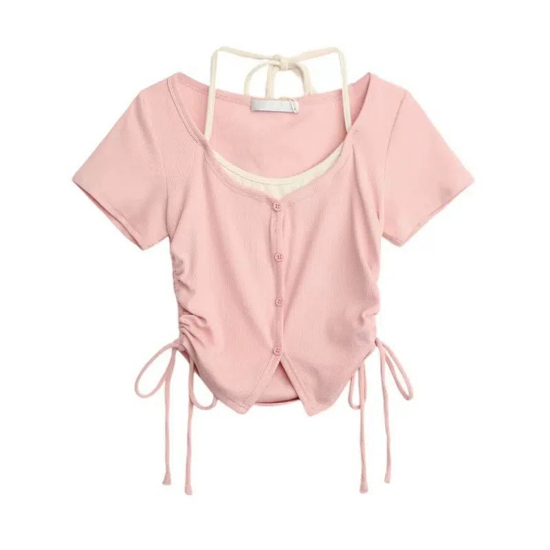 JUFU V-Neck Short Sleeve T-Shirt