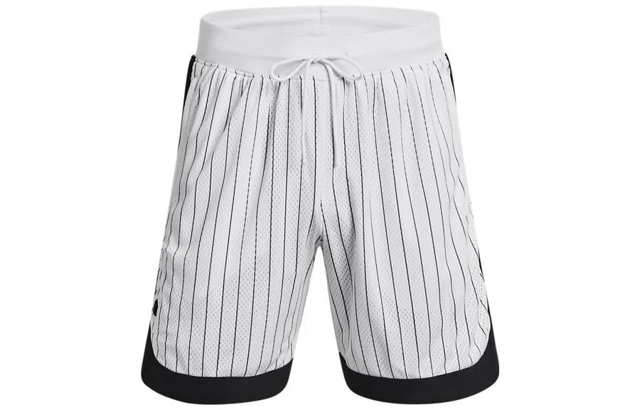 Under Armour Striped Elastic Waist Basketball Shorts White