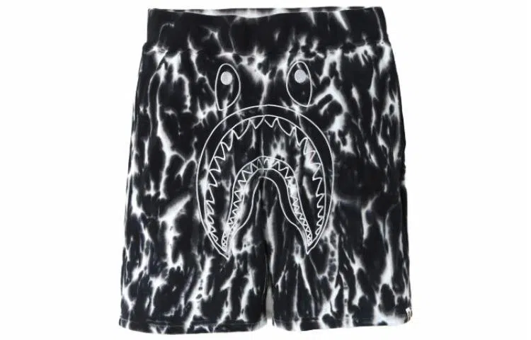 A BATHING APE Shark Embroidery Tie-Dye Camo Shorts