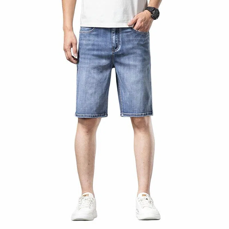 【dme】 美式复古宽松百搭直筒纯色时尚休闲简约中腰牛仔短裤 男女同款