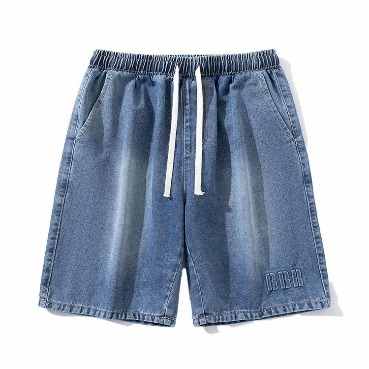 双星八特 潮牌百搭短裤休闲宽松直筒运动裤子牛仔短裤 男女同款