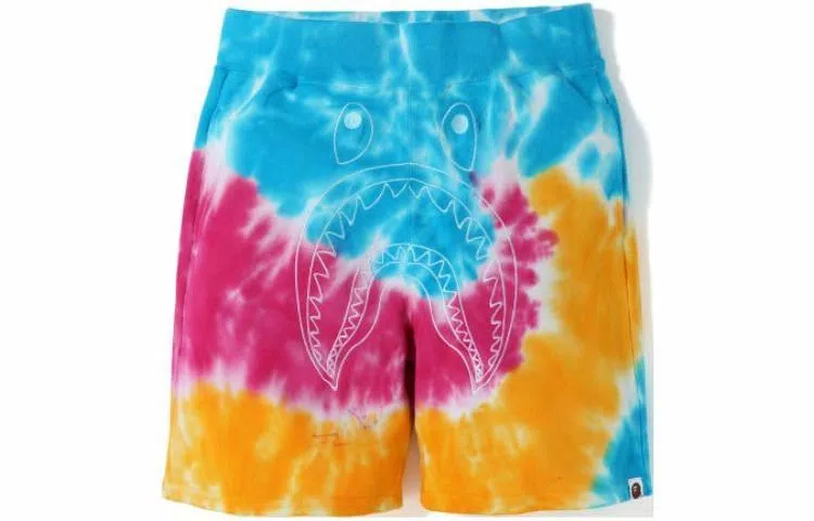 A BATHING APE Shark Embroidery Tie-Dye Camo Shorts