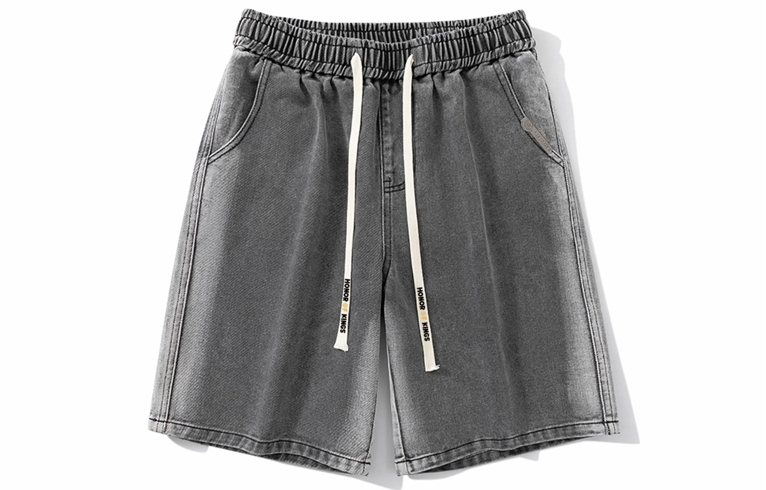 王者荣耀 美式高街水洗直筒五分牛仔短裤 男女同款