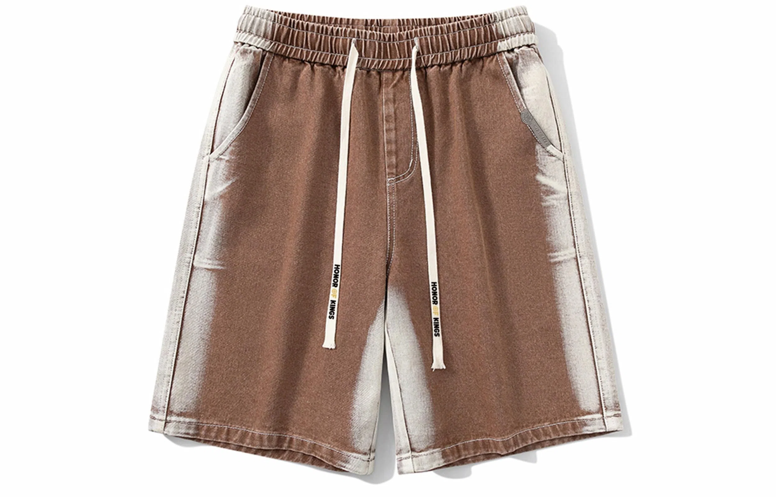 王者荣耀 美式高街水洗直筒五分牛仔短裤 男女同款