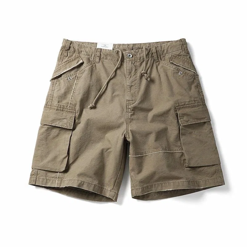 赞仕 美式复古休闲宽松潮流纯色薄款五分工装短裤 男款