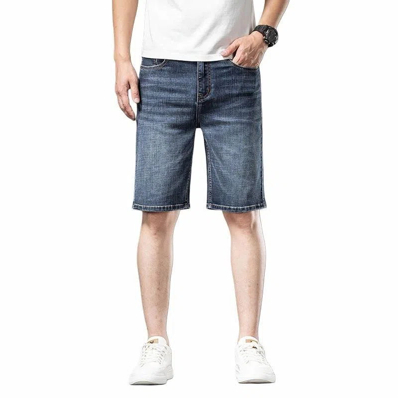 【dme】 美式复古宽松百搭直筒纯色时尚休闲简约中腰牛仔短裤 男女同款