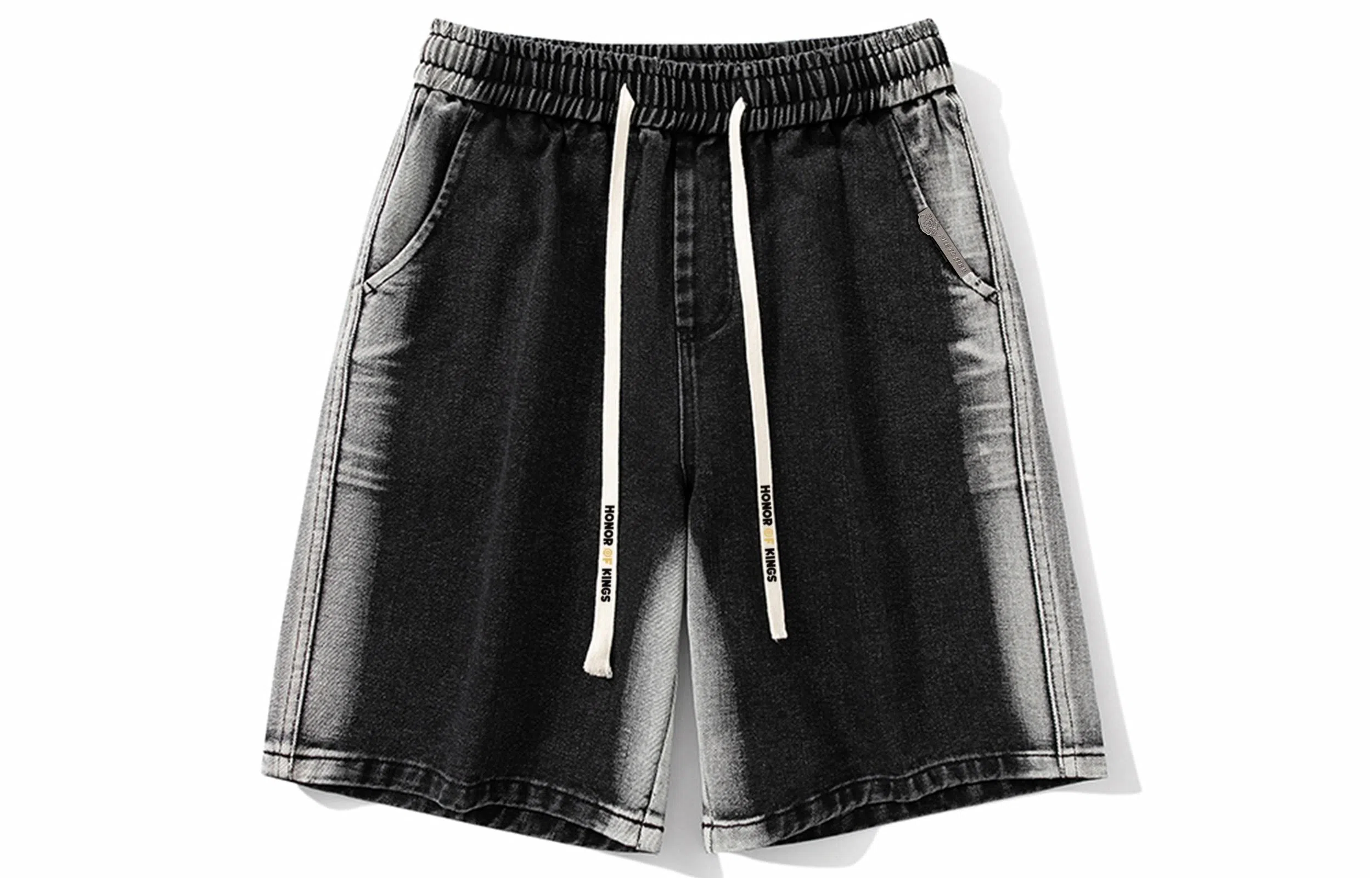 王者荣耀 美式高街水洗直筒五分牛仔短裤 男女同款