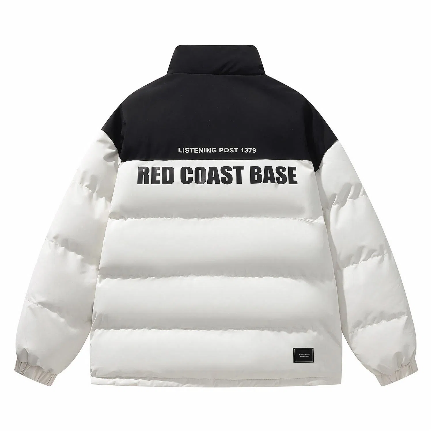 三体 红岸基地系列 撞色拼接简约基础款字母印花美式复古百搭宽松立领开衫保暖加厚防风防寒户外面包服长袖棉服 男女同款