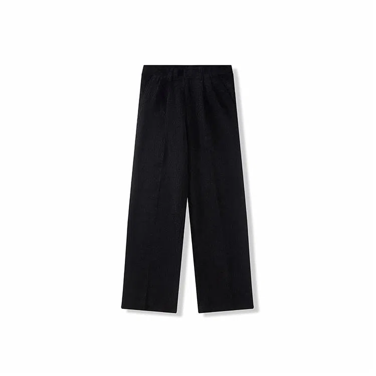 我是大卫 复古灯芯绒潮流宽松港风中腰阔腿休闲裤 男女同款 黑色