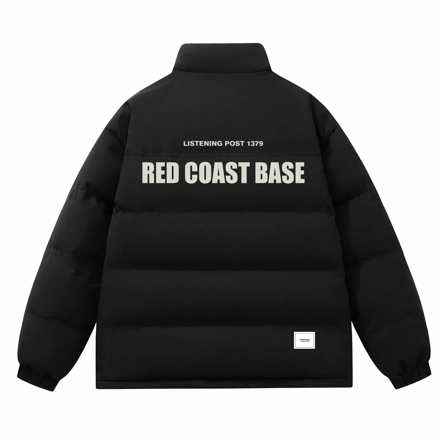 三体 红岸基地系列 撞色拼接简约基础款字母印花美式复古百搭宽松立领开衫保暖加厚防风防寒户外面包服长袖棉服 男女同款