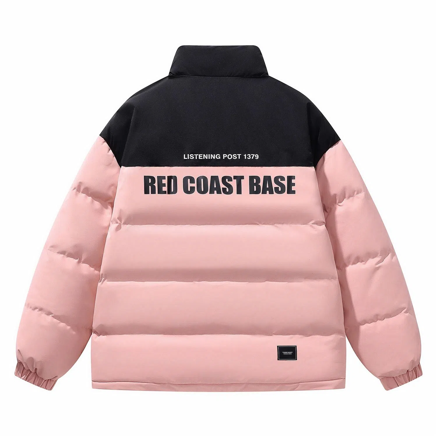 三体 红岸基地系列 撞色拼接简约基础款字母印花美式复古百搭宽松立领开衫保暖加厚防风防寒户外面包服长袖棉服 男女同款