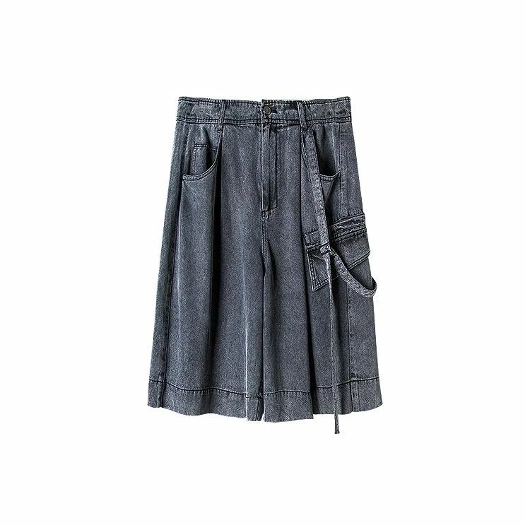 幻象者 垂感宽松纯色五分休闲短裤 男女同款 黑灰色