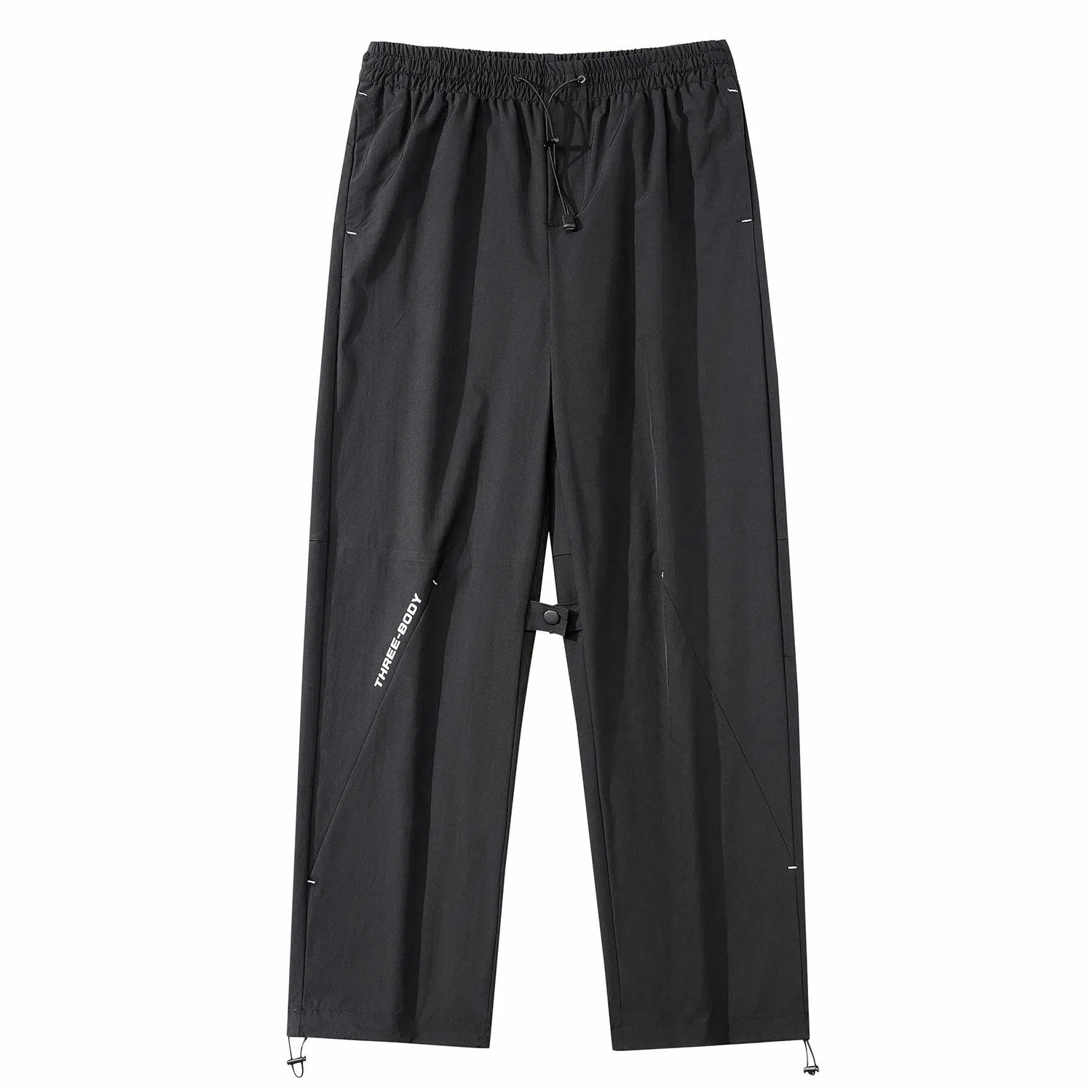 三体 简约字母印花基础宽松可调节裤脚直筒纯色阔腿百搭美式复古高街潮牌时尚舒适显瘦薄款透气日常多巴胺休闲裤 男女同款
