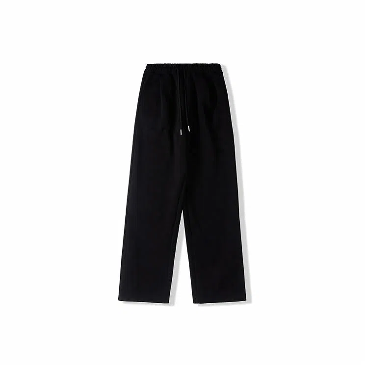 我是大卫 基础款纯色垂感直筒系带中腰卫裤休闲裤 男女同款