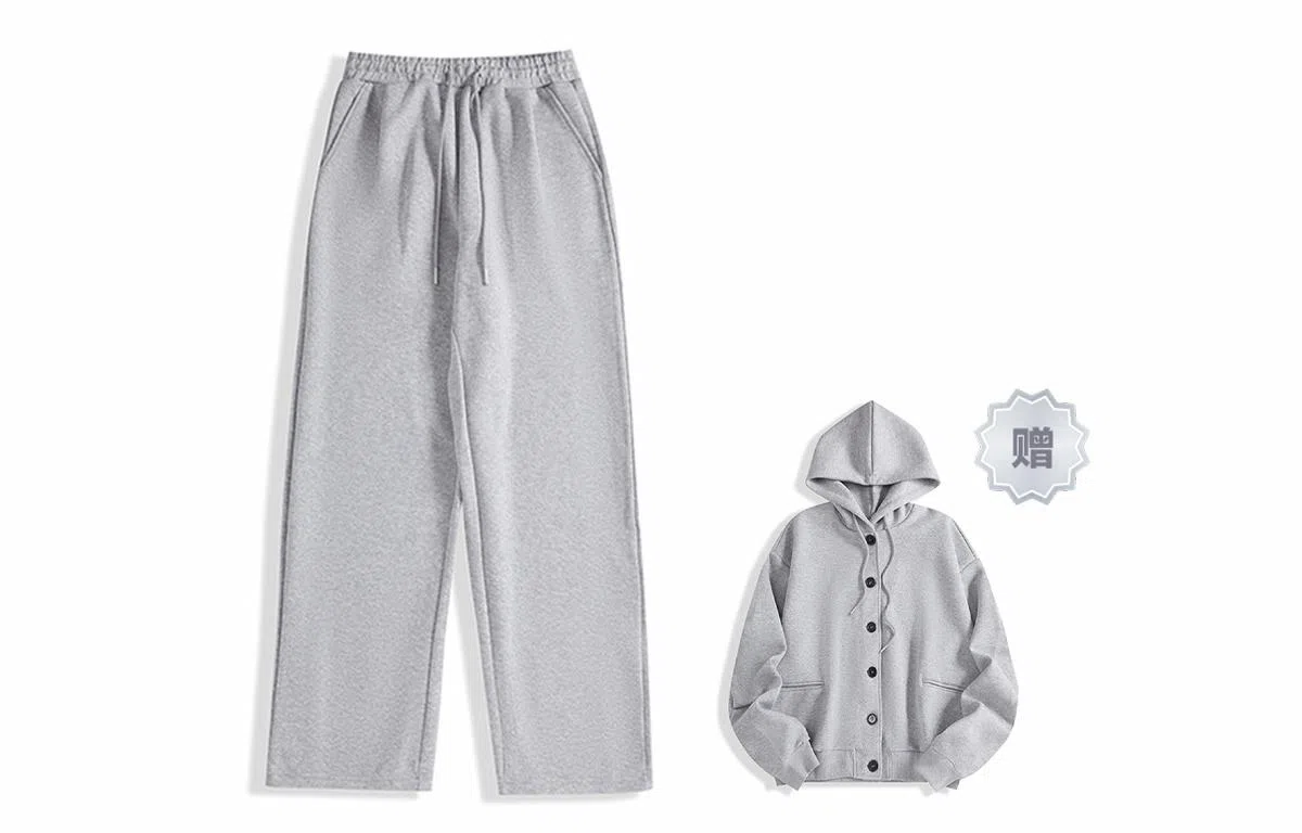 我是大卫 基础款纯色垂感直筒系带中腰卫裤休闲裤 男女同款