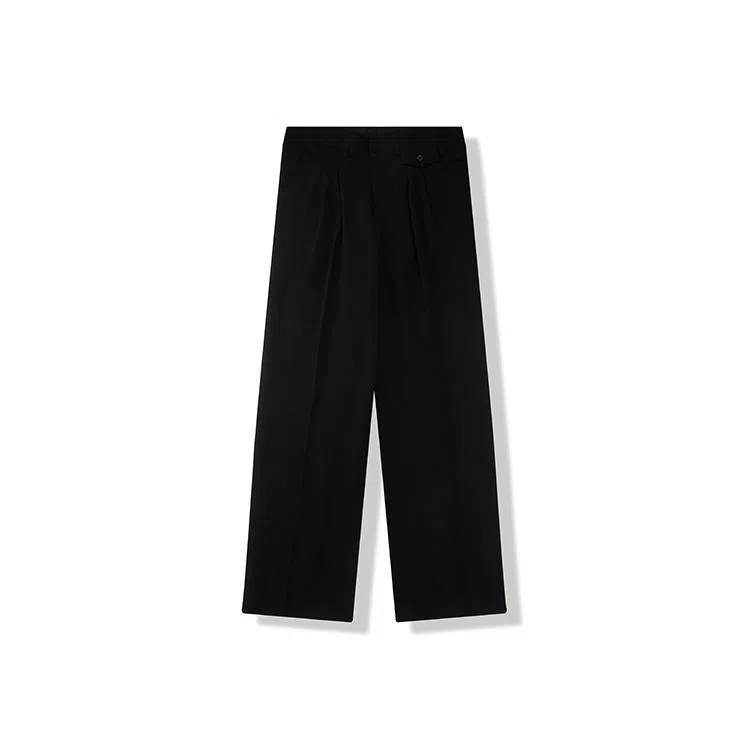 我是大卫 韩版时尚小众设计感简约百搭宽松直筒西装休闲裤 男款 黑色