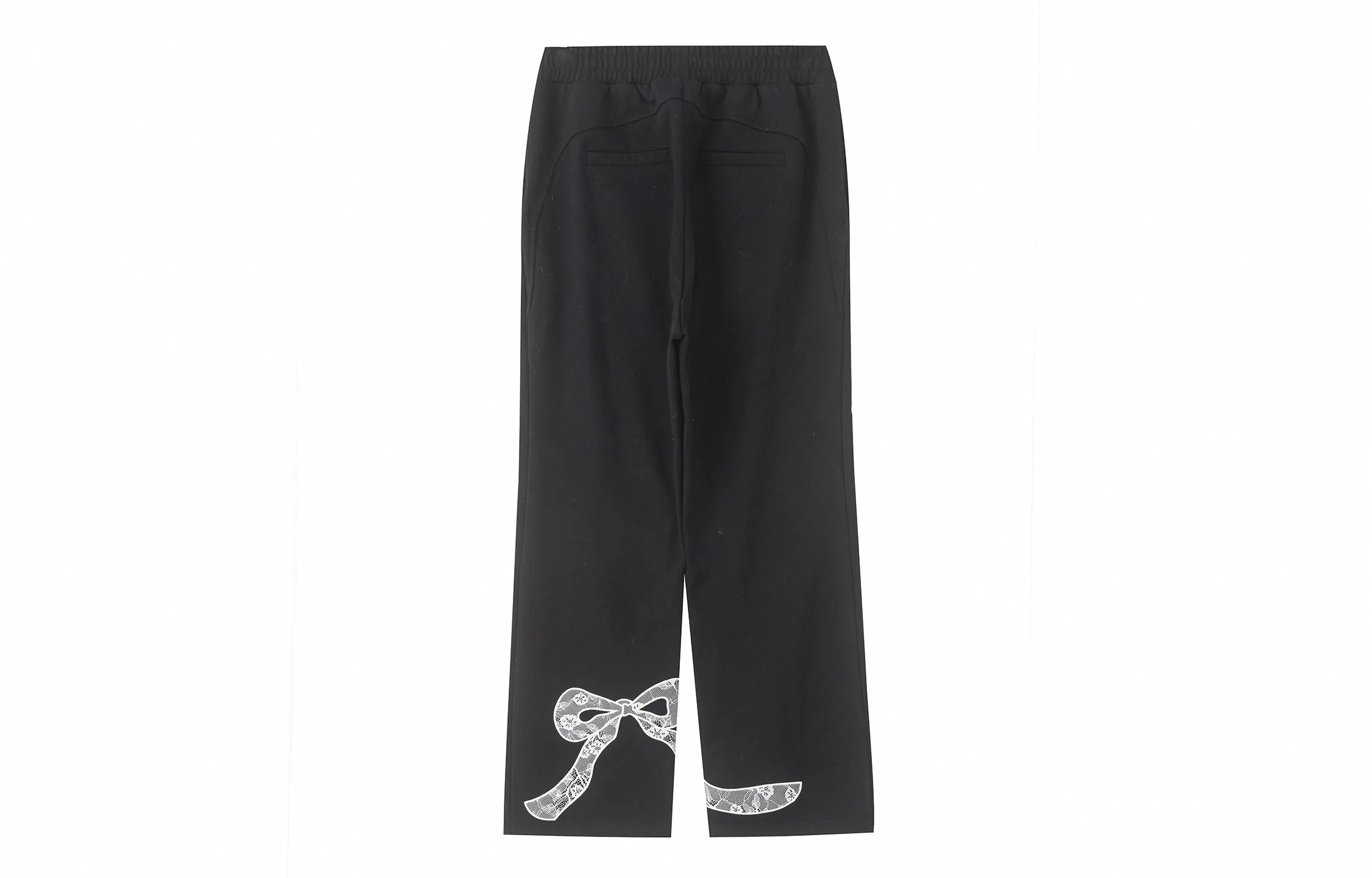 F426 Loose Bow Lace Flared Sweatpants