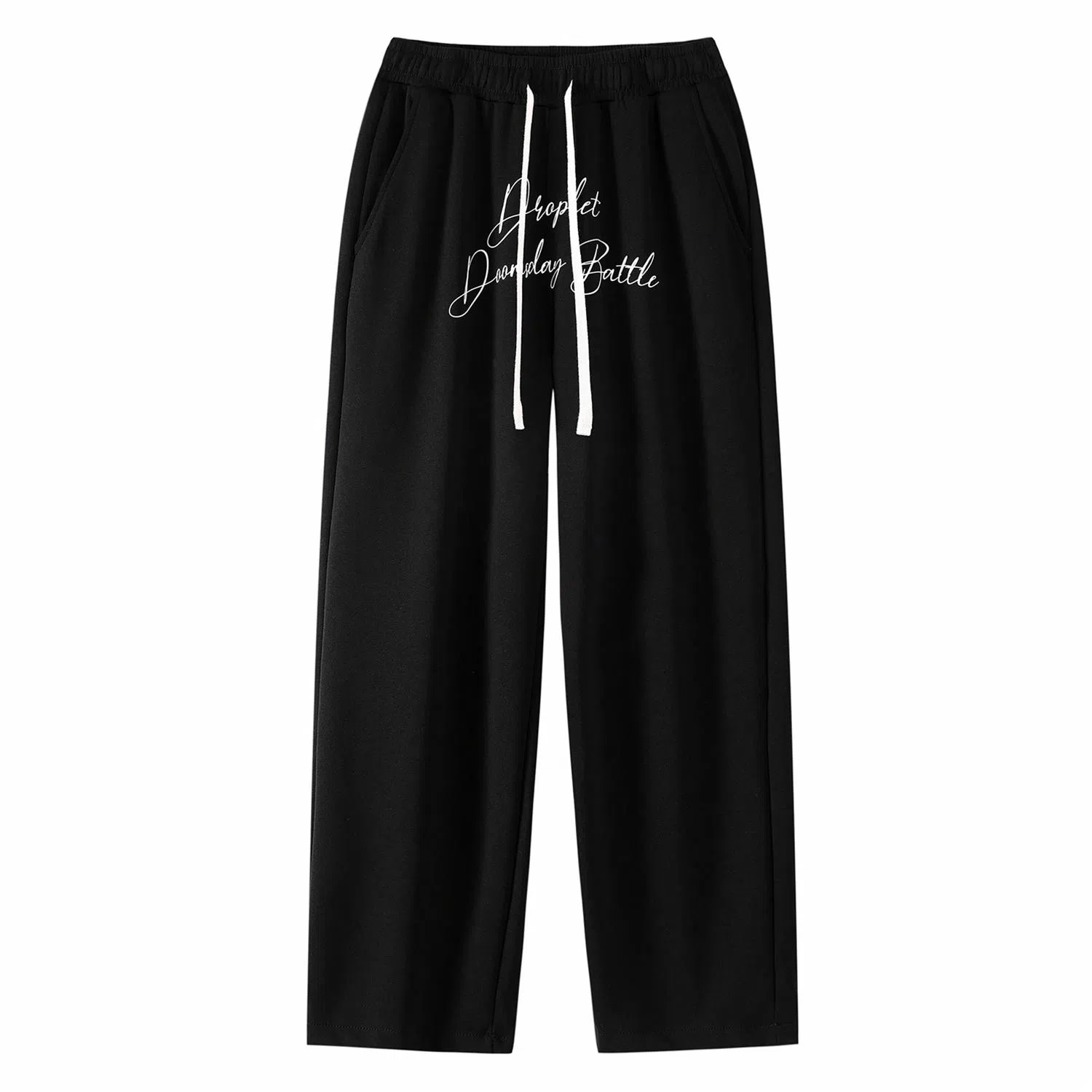 三体 末日之战系列 简约基础款纯色字母印花宽松学生多巴胺高街潮牌美式复古百搭舒适垂感自然中腰直筒日常通勤休闲裤 男女同款