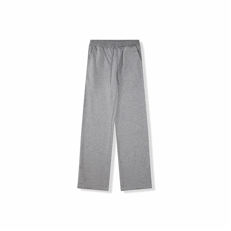 我是大卫 时尚宽松直筒开叉长裤韩版垂感松紧腰抽绳休闲裤 男款 浅灰色