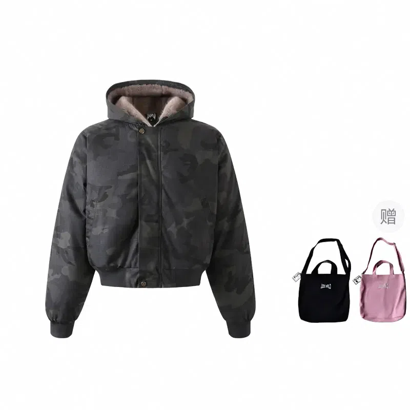 Juice Wrld FW24 Plaid Camo Washed Cotton Jacket Black