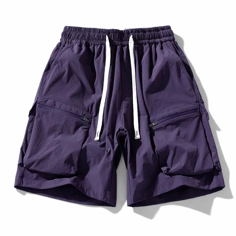 玉儿恋 美式高街风透气凉感大口袋休闲五分潮流设计感短裤 男女同款 优雅紫罗兰色单品