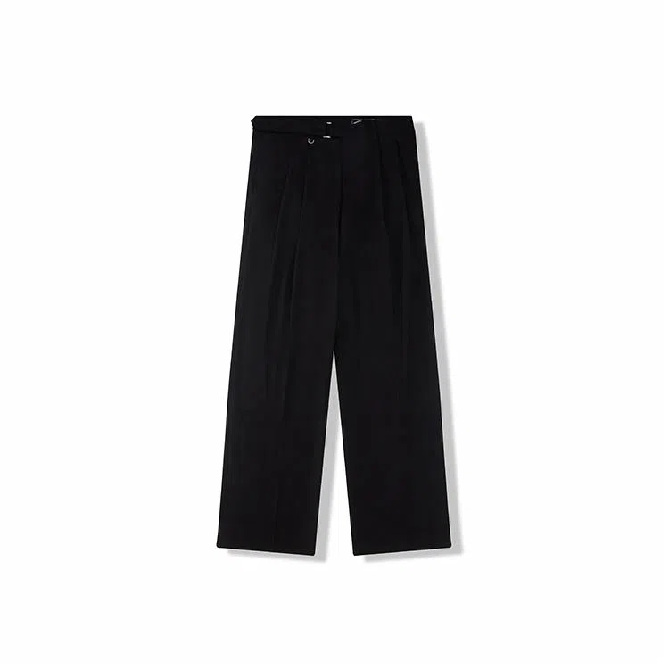 我是大卫 直筒阔腿纯色中腰休闲裤 男款 黑色