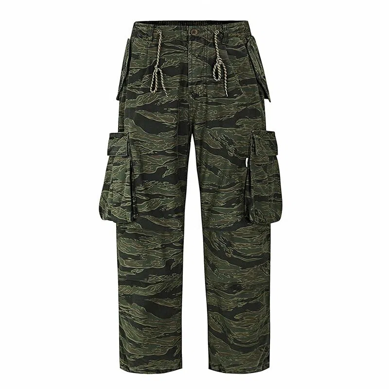 赞仕 美式迷彩工装伞兵复古宽松直筒水洗做旧休闲裤 男女同款