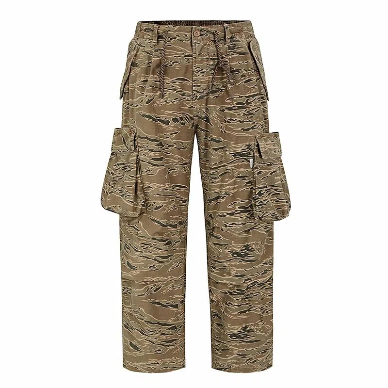 赞仕 美式迷彩工装伞兵复古宽松直筒水洗做旧休闲裤 男女同款