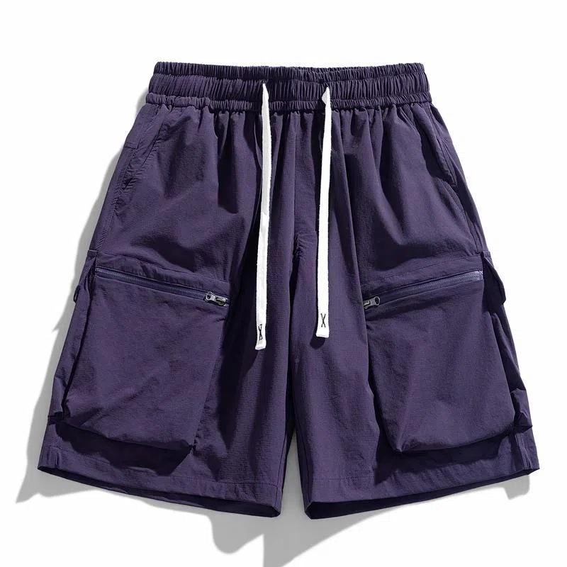 玉儿恋 美式高街风透气凉感大口袋休闲五分潮流设计感短裤 男女同款 优雅紫罗兰色单品
