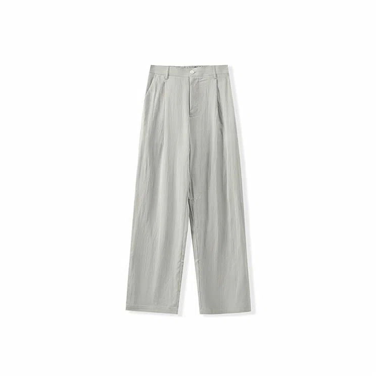 我是大卫 纯色简约直筒垂感休闲裤 男女同款 灰绿色