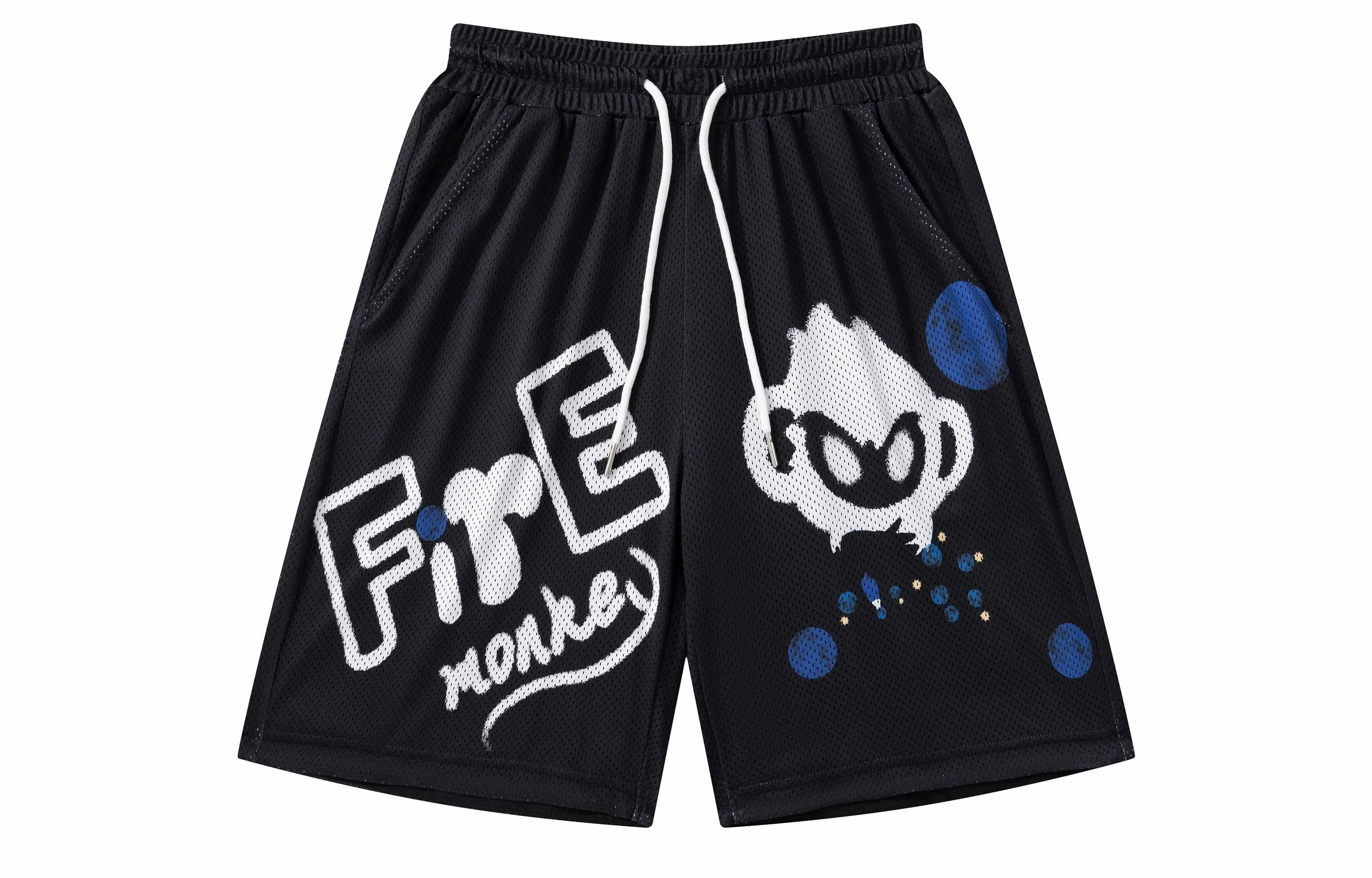 FireMonkey Cartoon Monkey Print Basketball Shorts Black