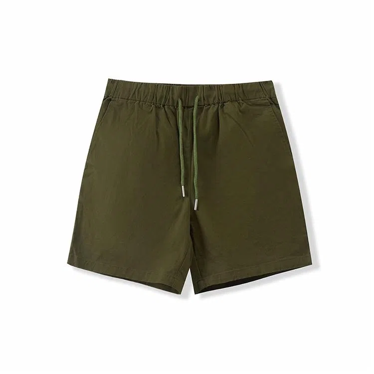 我是大卫 基础色简约纯色系带中腰分休闲短裤 男女同款