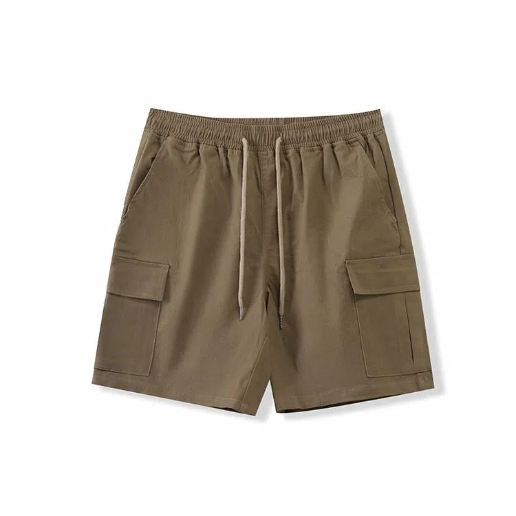 我是大卫 纯色简约宽松抽绳直筒休闲短裤 男女同款