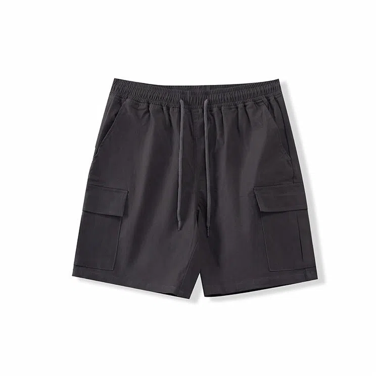 我是大卫 纯色简约宽松抽绳直筒休闲短裤 男女同款