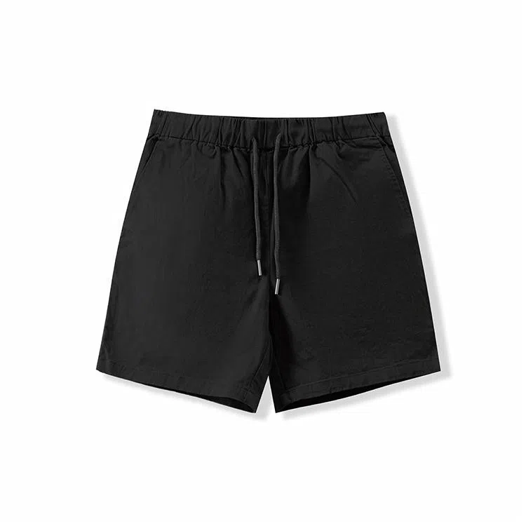 我是大卫 基础色简约纯色系带中腰分休闲短裤 男女同款