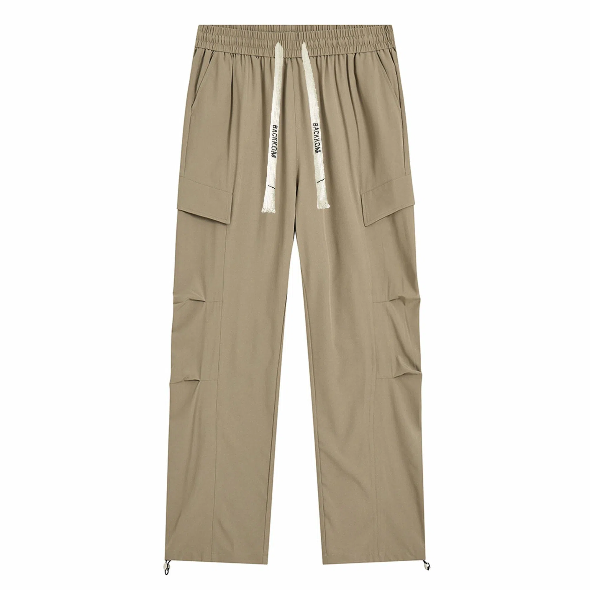 大卫贝肯 美式高街基础款纯色品牌字母刺绣抽绳宽松舒适帅气伞兵工装直筒可束脚休闲裤 男女同款