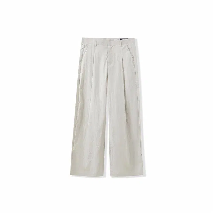 我是大卫 直筒垂感高腰拖地宽松休闲裤 男女同款 杏色