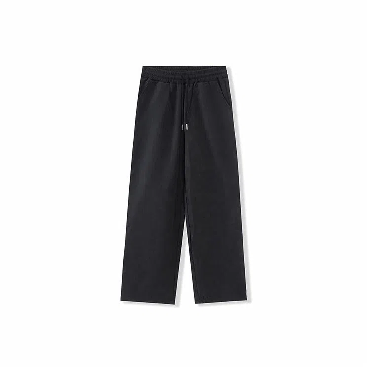 我是大卫 纯色抽绳宽松阔腿休闲裤 男女同款 黑色