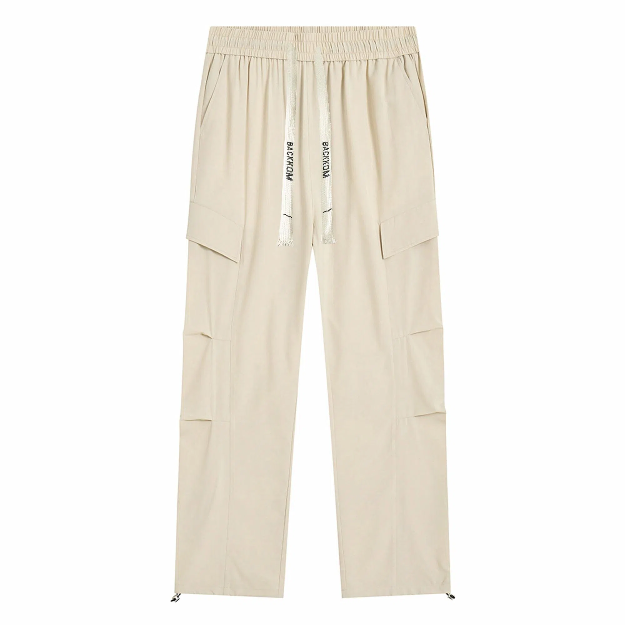 大卫贝肯 美式高街基础款纯色品牌字母刺绣抽绳宽松舒适帅气伞兵工装直筒可束脚休闲裤 男女同款