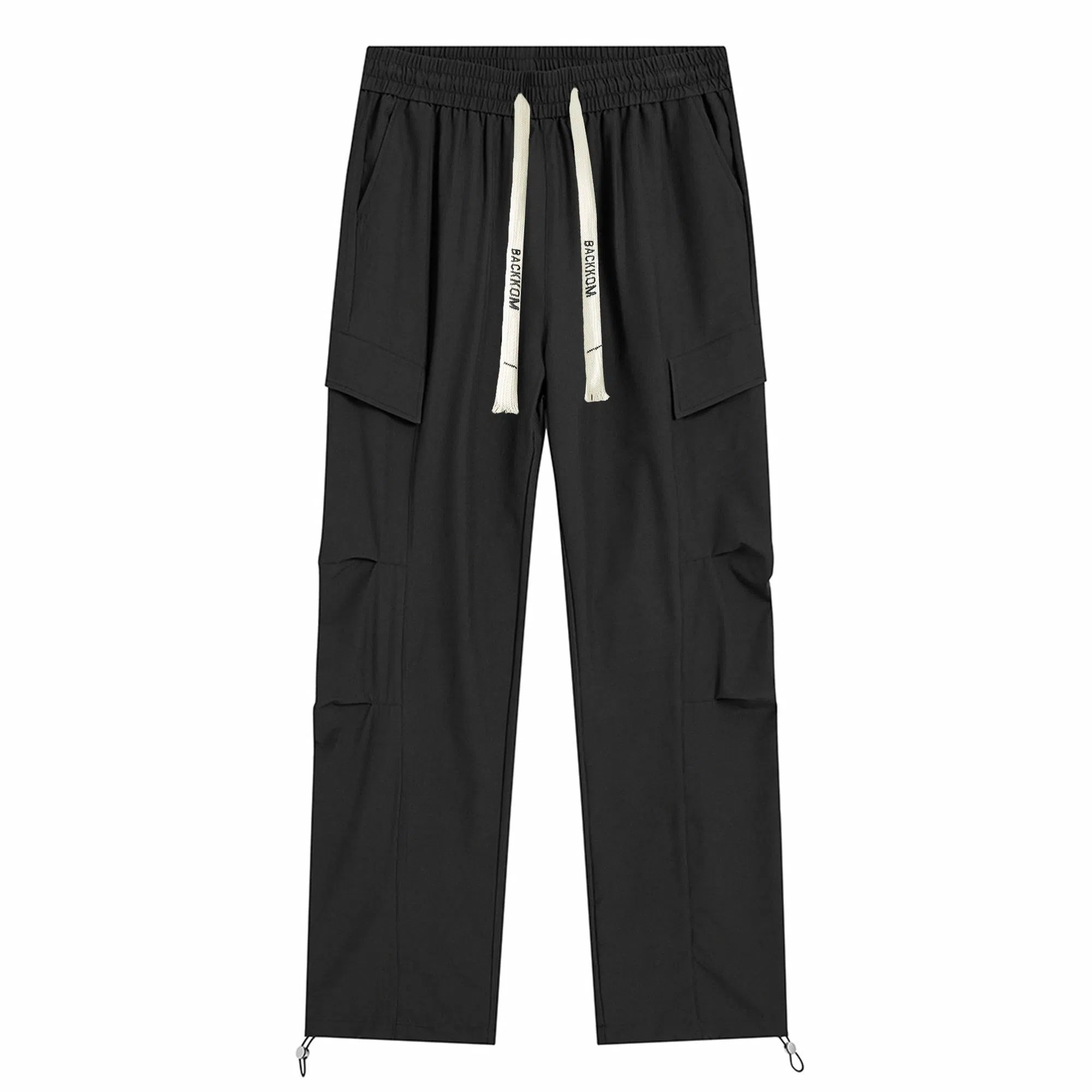 大卫贝肯 美式高街基础款纯色品牌字母刺绣抽绳宽松舒适帅气伞兵工装直筒可束脚休闲裤 男女同款