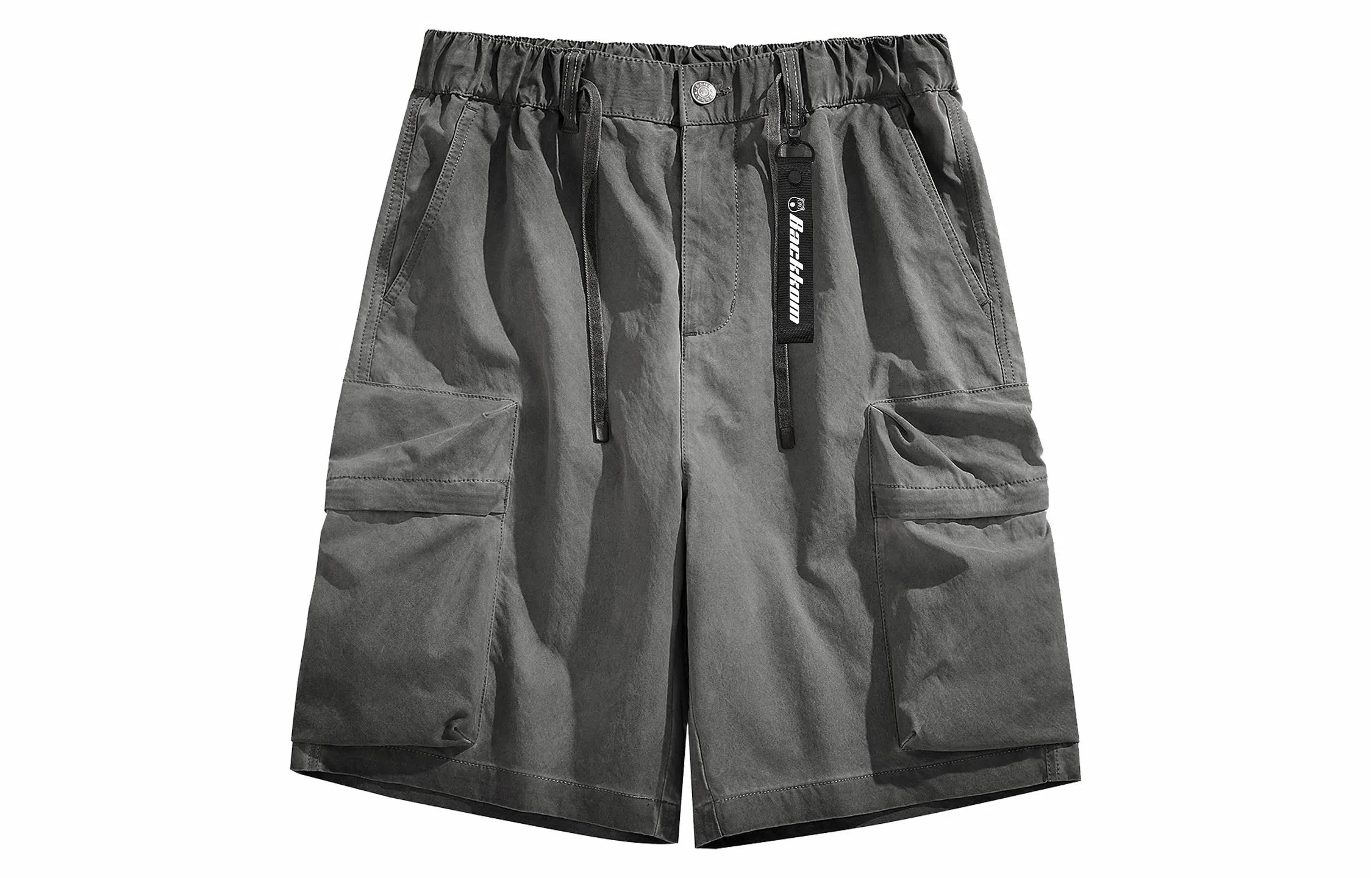 大卫贝肯 美式复古高街双口袋设计纯色直筒舒适休闲百搭宽松五分裤休闲工装短裤 男女同款