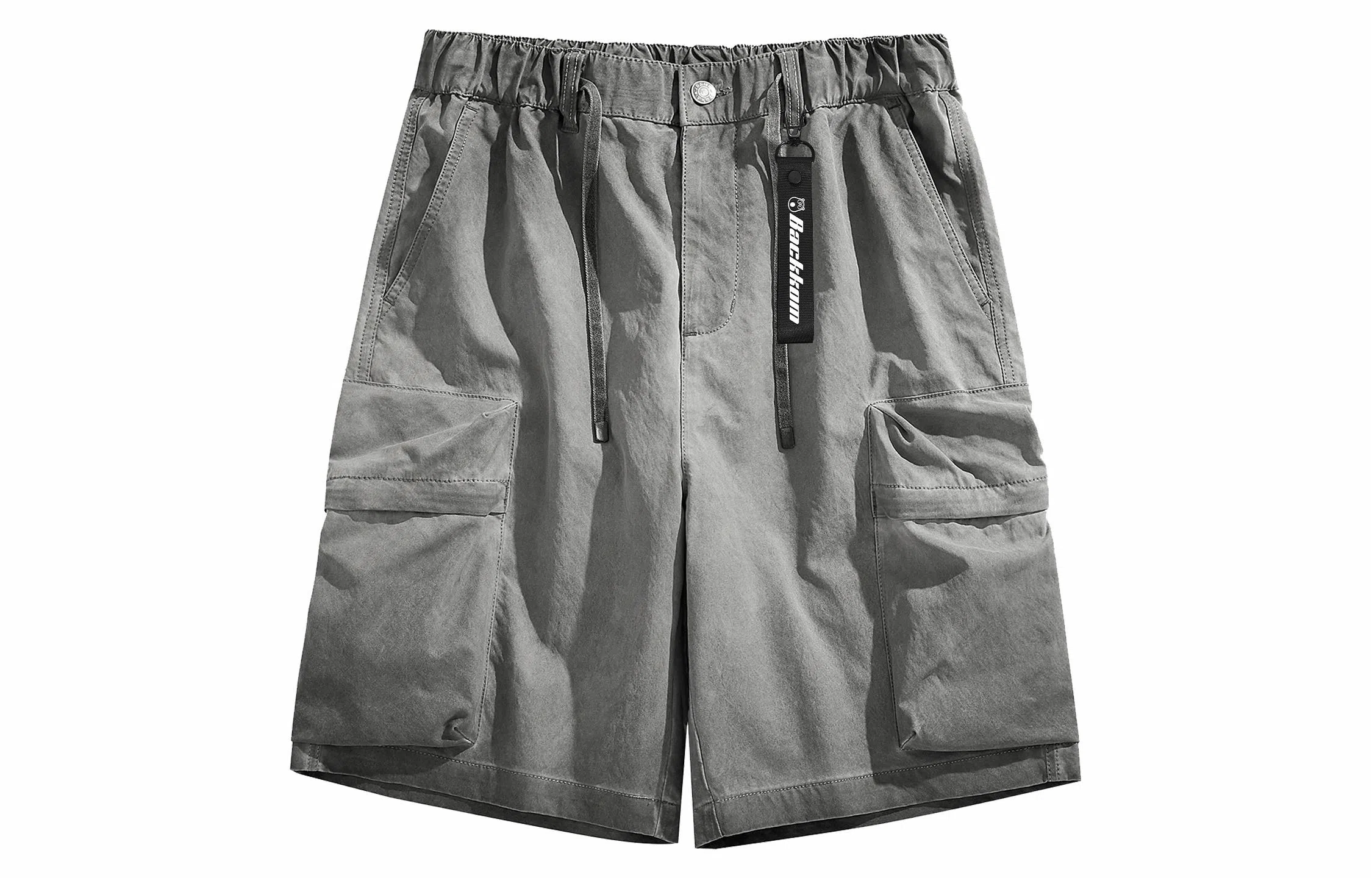 大卫贝肯 美式复古高街双口袋设计纯色直筒舒适休闲百搭宽松五分裤休闲工装短裤 男女同款