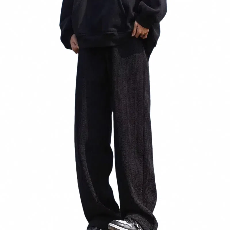 北极绒 美式高街宽松垂感百搭纯色直筒休闲裤 男款