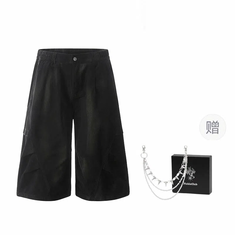 梁拌泡菜 复古嘻哈做旧宽松百搭时尚潮流牛仔短裤 男女同款