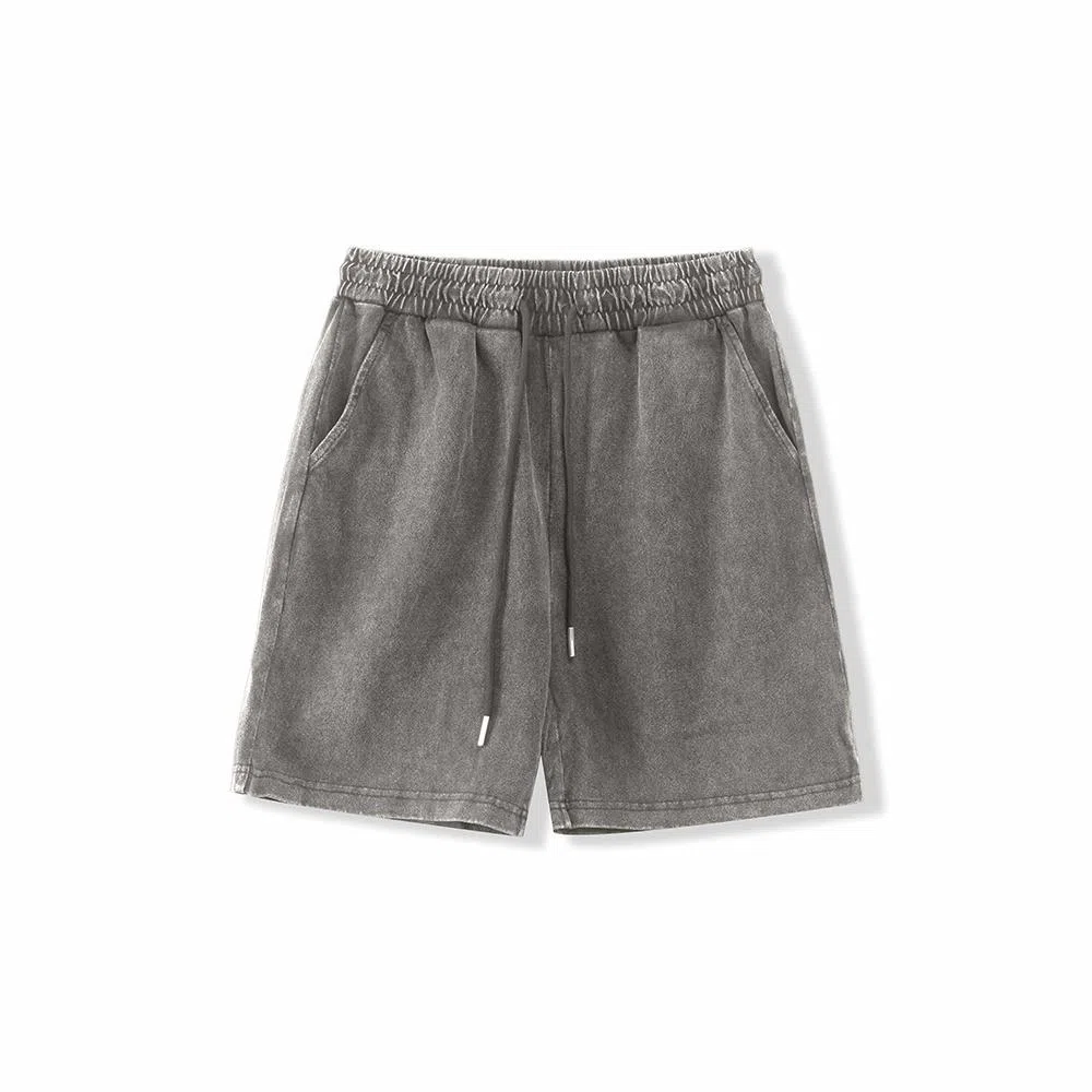 我是大卫 纯色基础百搭抽绳直筒休闲短裤 男女同款 深灰色