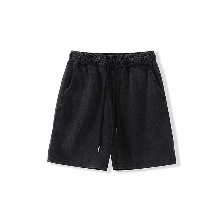 我是大卫 纯色基础百搭抽绳直筒休闲短裤 男女同款 深灰色
