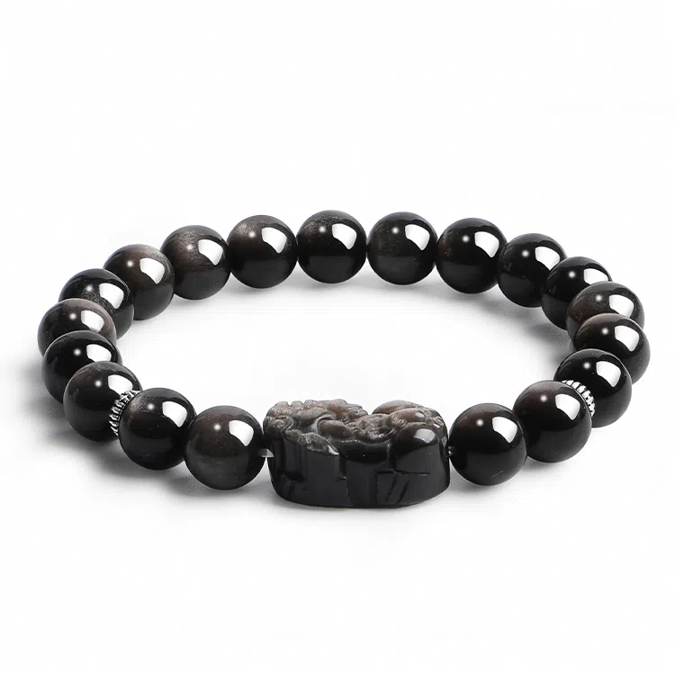 【来财貔貅】 印象眸  新中式精致简约古风多财多福素圈转运珠通勤高级设计感手饰 礼盒包装#好运 黑曜石 手串 男女同款情侣款