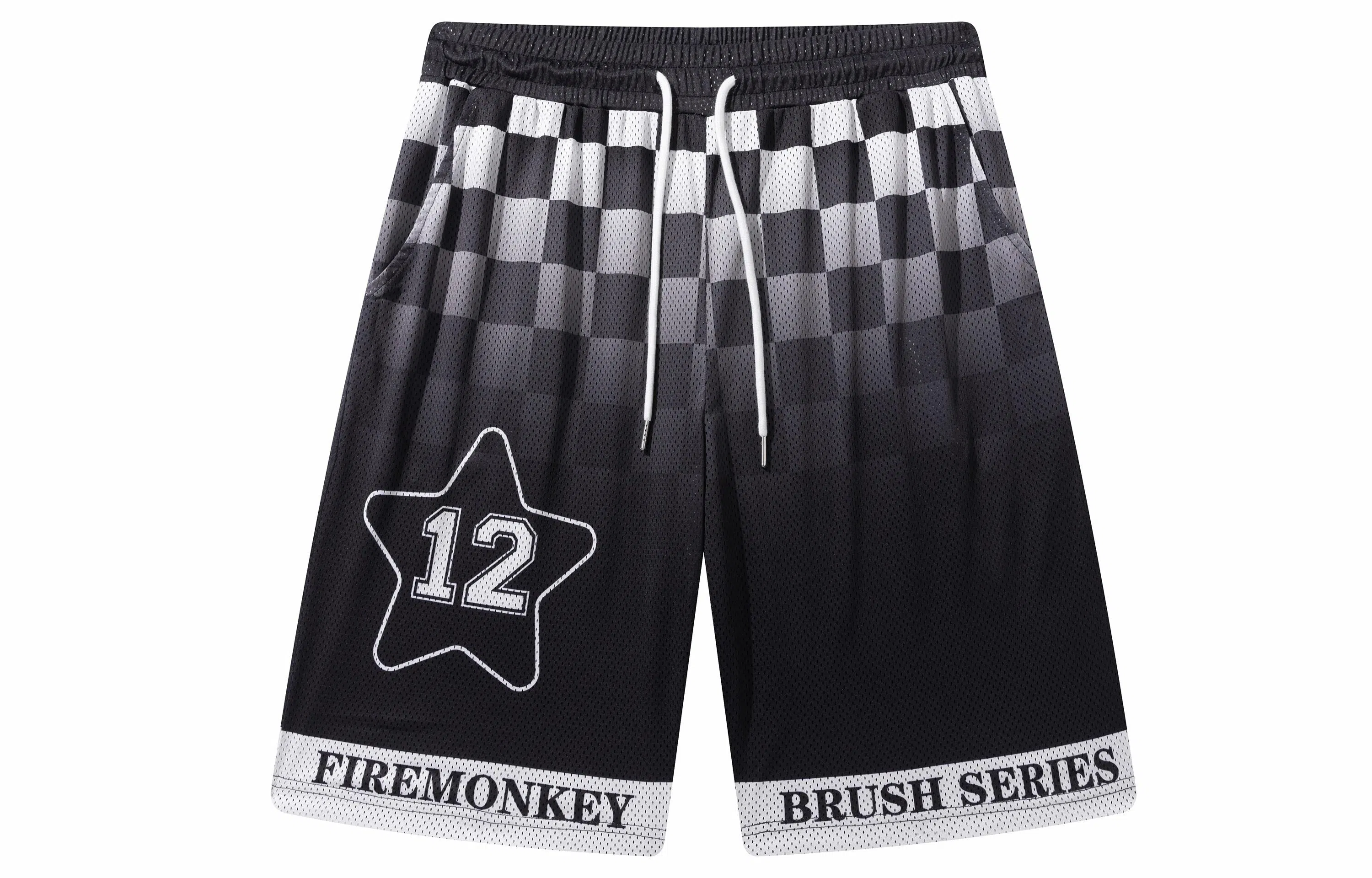 FireMonkey Gradient Checkered Mesh Shorts Black